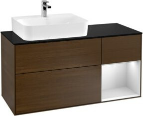 V&B Finion Waschtischunterschrank in Weiß, Wandmontage mit LED-Beleuchtung und Regalfach, Breite: 120 cm - Bild 1