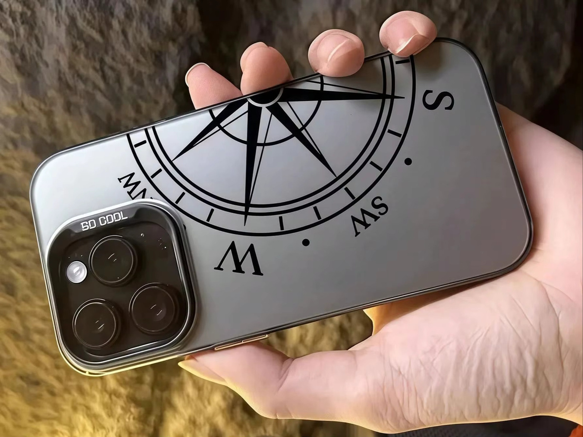 Galvanisierte TPU-Handyhülle mit Kompass-Zifferblatt-Muster in Schwarz für iPhone 11 bis iPhone 17 Pro Max sowie Mini, Plus, SE und X/Xr/Xs Modelle - Bild 3