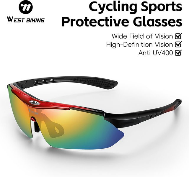 WEST BIKING Sonnenbrille, Unisex, Vollrand, Kunststoff, Multicolor - Bild 1