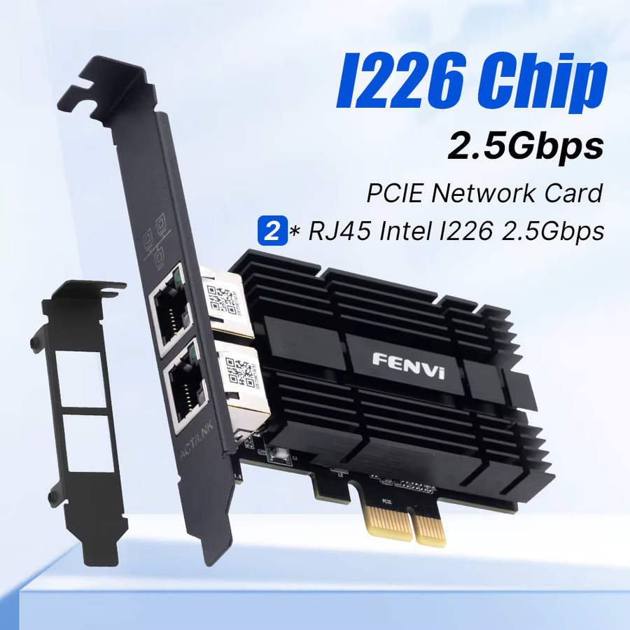 FENVI PCI-E zu RJ45 Netzwerkkarte I226 Gigabit Ethernet LAN 2,5G 2500Mbps Adapter für Desktop PC, Schwarz - Bild 4