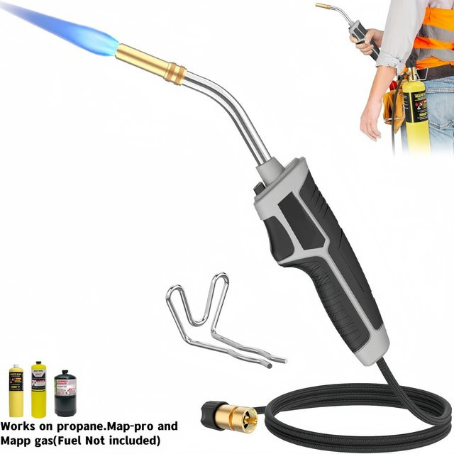 YDONGTLOGY Propan-Schweißbrenner-Set mit Zylinderklemme, Mapp-Gasbrenner und 12,7 cm langem Schlauch zur verstellbaren Flamme für DIY-Lötarbeiten - Bild 1