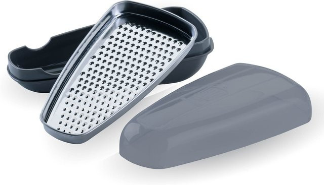 Fackelmann Chefkoch Parmesanreibe mit Behälter, 3-teilig, Edelstahl, grau und transparent - Bild 1