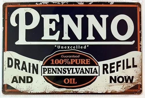 Penno Vintage-Metallschild Pennsylvania-Öl Wandkunst, Mehrfarbig, B: 20,0 cm, H: 14,0 cm, T: 1,0 cm - Bild 1