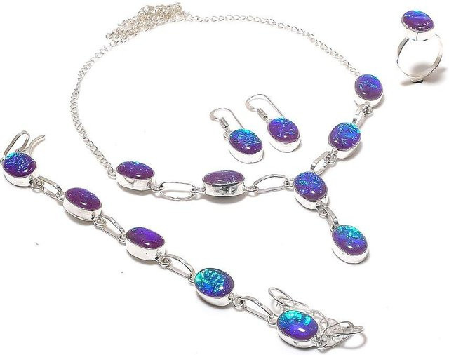 Madonnajewels Schmuckset, 925 Silber, Lila Triplet Opal, Damen - Bild 1