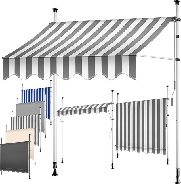 KESSER Klemmmarkise mit Handkurbel für den Balkon, UV-beständiger und wasserabweisender Sonnenschutz ohne Bohren - Bild 1