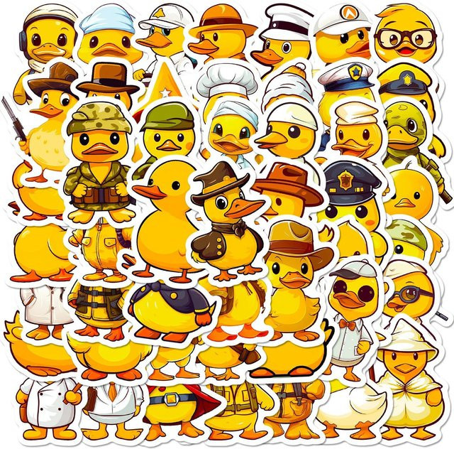 100-teiliges Set Kleine Gelbe Enten Aufkleber Cartoon Wasserdicht - Bild 1