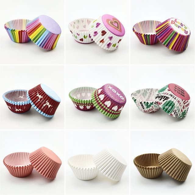 100 Stück bunte Cupcake-Pappbecher aus Papier, runde Muffinförmchen für Gebäck und Desserts, Durchmesser: 5,0 cm - Bild 1