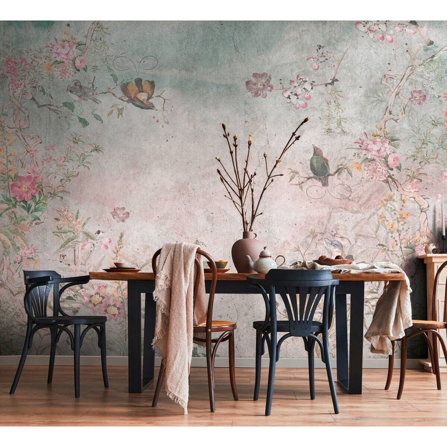 Livingwalls Fototapete Blumen bunt in Grau und Blau, B/H: 280 x 371 cm - Bild 2