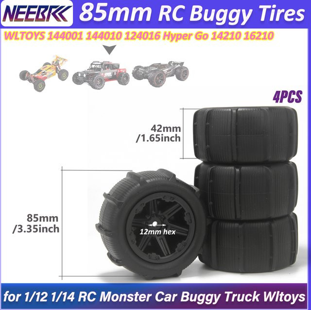 NeebRC RC-Reifen, 4-teiliges Set, 85mm, 12mm Sechskant-Räder - Bild 1