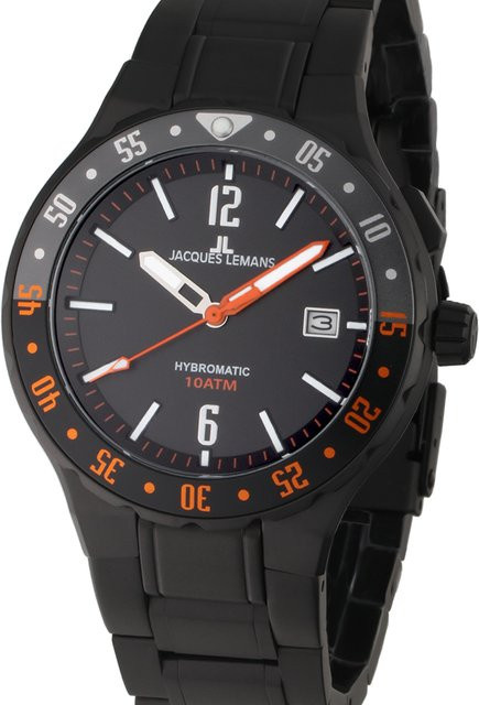 Jacques Lemans Herrenuhr, Quarz, Edelstahl, Schwarz, 42 mm - Bild 1