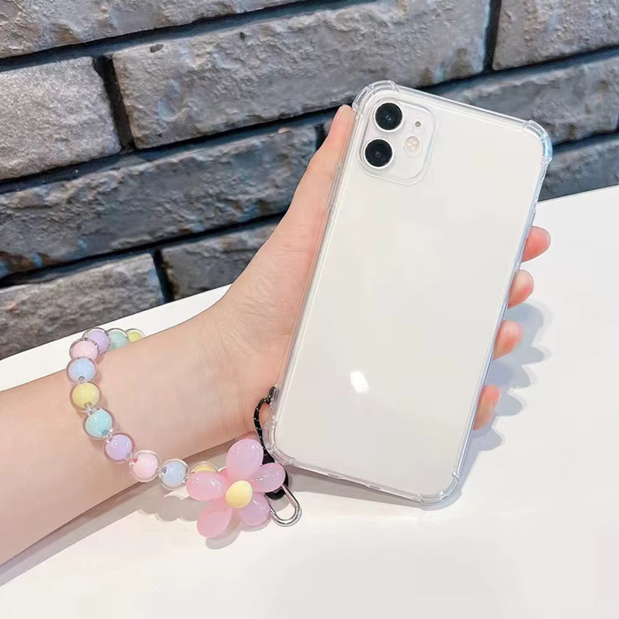 Transparente iPhone Hülle mit 3D Blumen-Armband und Handgelenk-Kette für verschiedene Apple iPhone Modelle - Bild 2