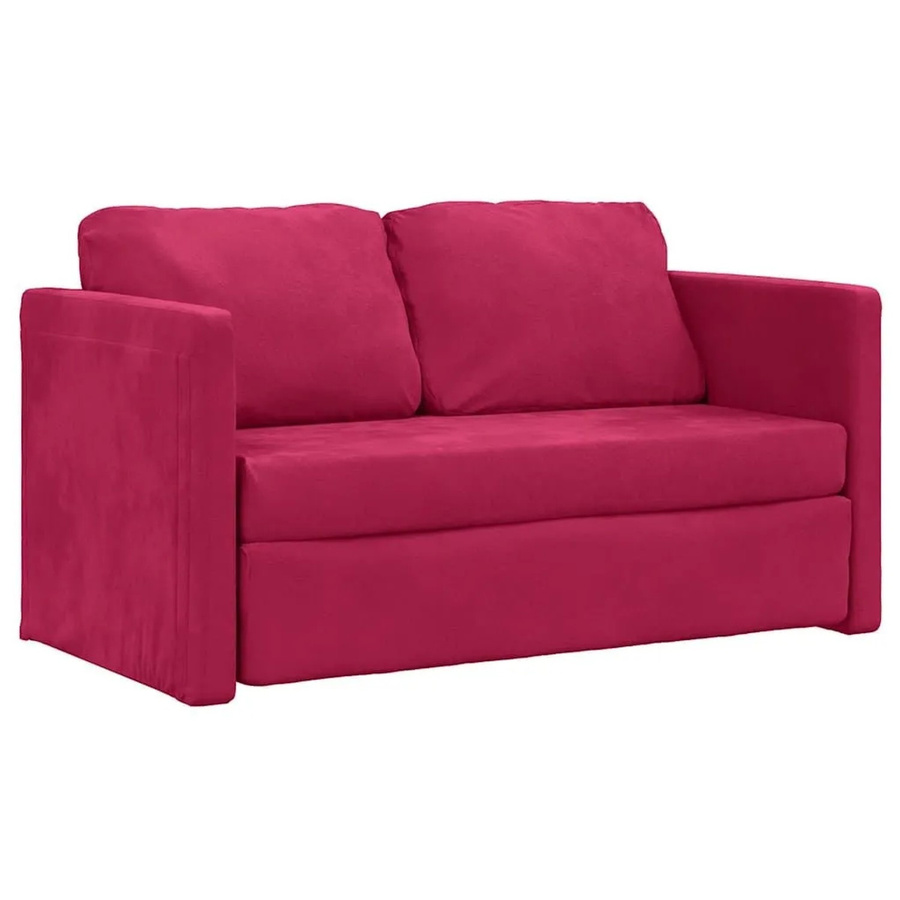 vidaXL Bodensofa mit Schlaffunktion in Weinrot aus Samt, B/T/H: 204 x 122 x 55 cm - Bild 2