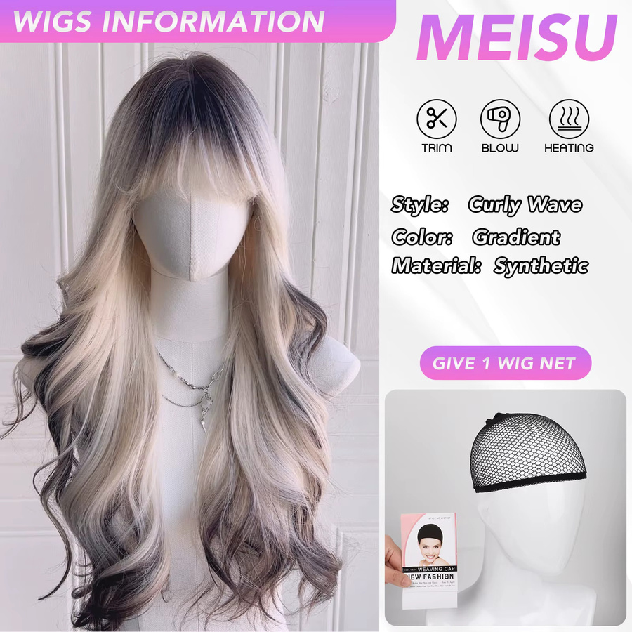 MEISU Perücke, lang, lockig, Wellen, synthetische Faser, Damen - Bild 2