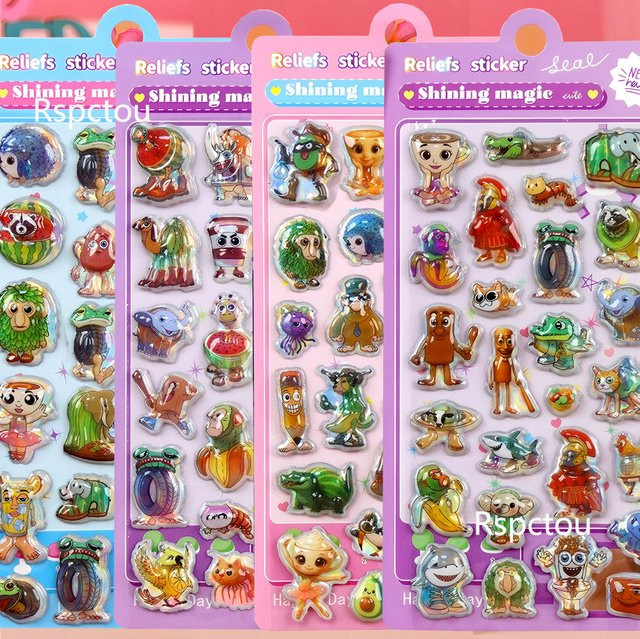 Charile Cartoon Tung Tung Sahur 3D Puffy Aufkleber, 4-teiliges Set - Bild 1