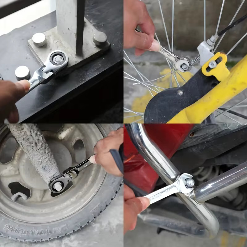 Multifunktions-Ratschenschlüssel 10 mm aus Chrom-Vanadium-Stahl in Silber mit verstellbarem Drehmoment und beweglichem Kopf - Bild 6