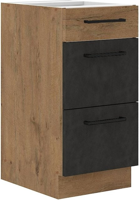 Vigo Küchenunterschrank Lancelot Matera in Eiche und Grau mit Soft-Close, Breite: 40 cm - Bild 1