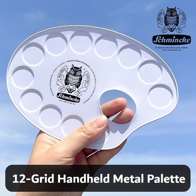 Schmincke Metallpalette mit 12 Gittern in Weiß für professionelle Aquarell- und Ölkunstmalerei - Bild 1