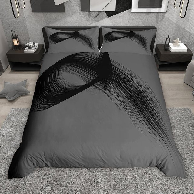 Homewish Bettwäsche-Set Lodestar mit abstraktem geometrischem Design, grau, Microfaser, B/H: 155 x 220 cm - Bild 1