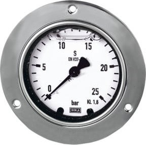 Riegler Glyzerinmano Druckmanometer mit Frontring, G 1/2 hinten exzentrisch, 0-10,0 bar, Durchmesser 100 mm, Silber - Bild 1