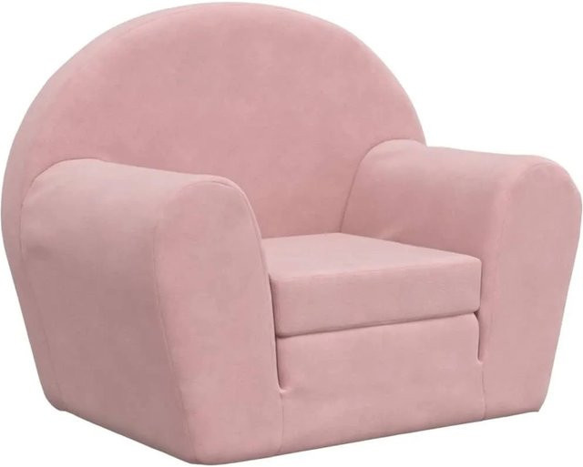 vidaXL Schlafsofa für Kinder in Rosa aus weichem Plüsch mit Armlehnen, B/T/H: 57 x 34 x 45 cm - Bild 1