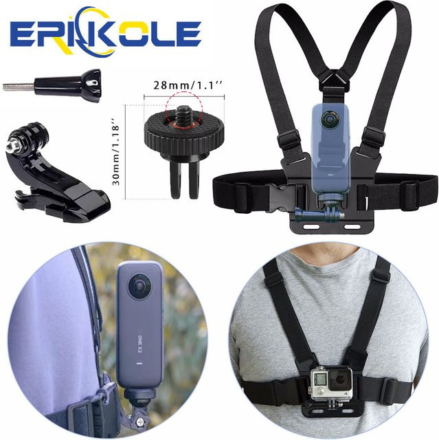 ERIKOLE Einstellbare Brusthalterung in Schwarz für GoPro Hero, Insta360 One X3 und DJI Osmo Action 3 - Bild 1