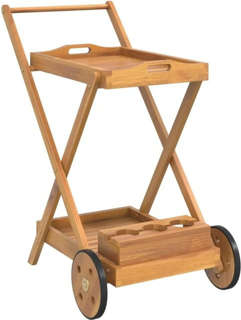 vidaXL Teewagen aus Akazien-Massivholz in Braun mit Rollen, B/T/H: 54 x 87 x 90 cm - Bild 1