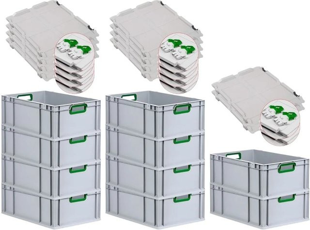 PROREGAL Spar Set 10x Eurobox Nextgen Color mit Scharnierdeckel und Schiebeschnappverschlüssen in Grün mit verstärktem Boden, H x B x T: 22 x 40 x 60 cm - Bild 1