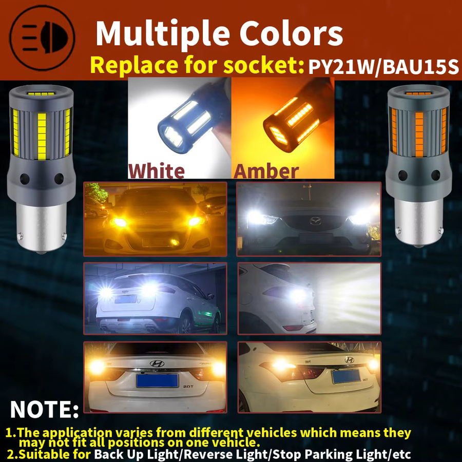 Neallor 2 Stück PY21W BAU15S 1156 LED Blinkerbirnen mit integriertem Canbus Widerstand, Fehlerfrei, Orange Bernstein - Bild 4
