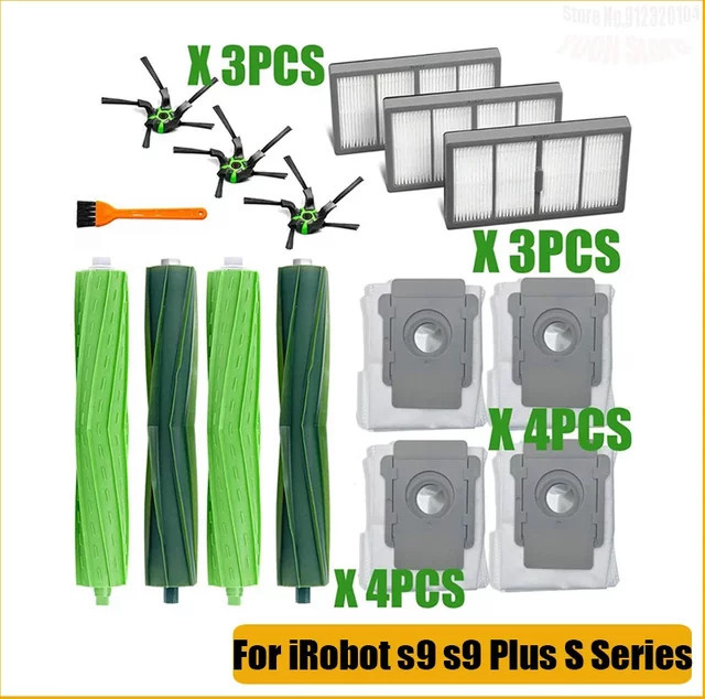 Ersatzteil-Set für iRobot Roomba s9, s9+ und s9 Plus S Serie: Roller Filter und Staubbeutel sowie Seitenbürsten - Bild 1