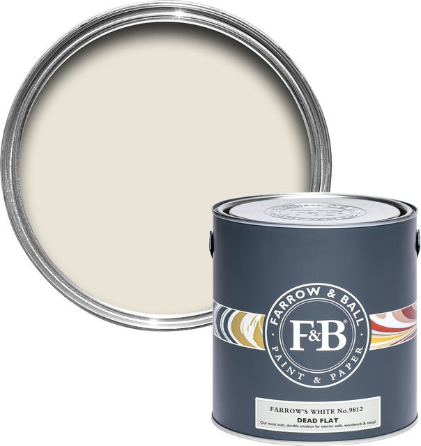 Farrow & Ball Dead Flat Wandfarbe Farrow's White 9812 Weiß Wasserbasiert 2,5 l - Bild 1