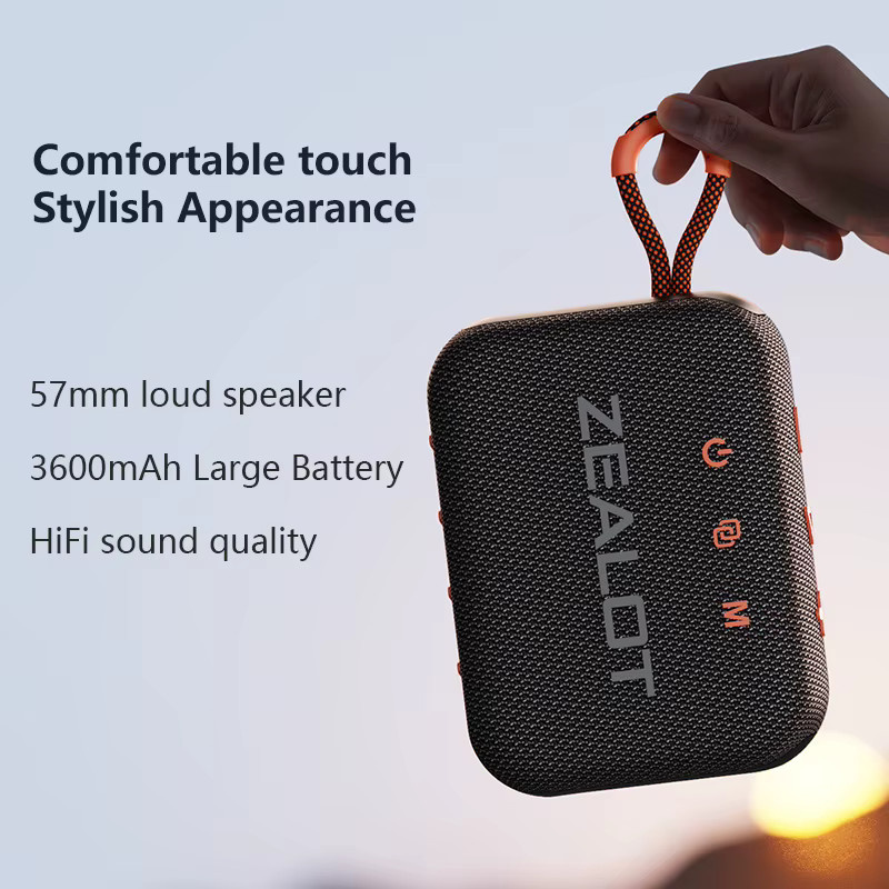 Zealot S75 Tragbarer Bluetooth Lautsprecher mit 10 W Subwoofer, Wasserdicht IPX6, 3000 mAh, Schwarz oder Gelb - Bild 3