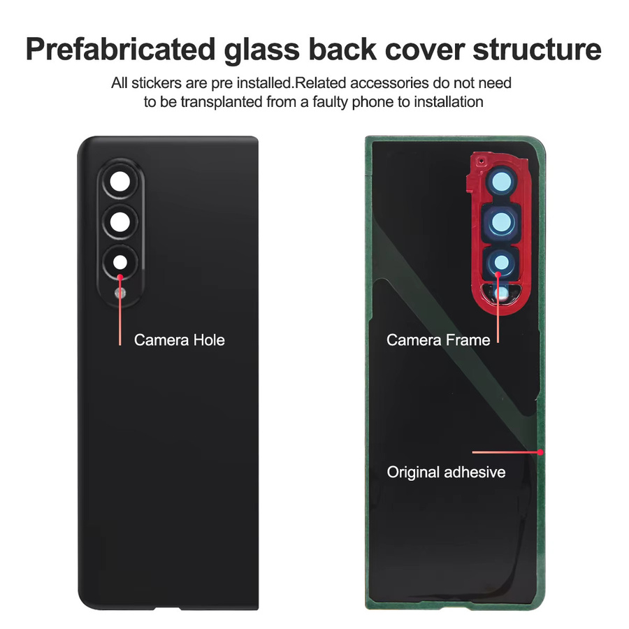 Samsung Z Fold 3 5G Ersatzteil Set: Rückseite Gehäuse, Batterieabdeckung und Kameraobjektiv-Lünette in Silber - Bild 1
