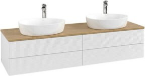 V&B Waschtischunterschrank Antao mit Frontstruktur, Eiche Honig und Weiß Lack, B/T: 160 x 50 cm - Bild 1