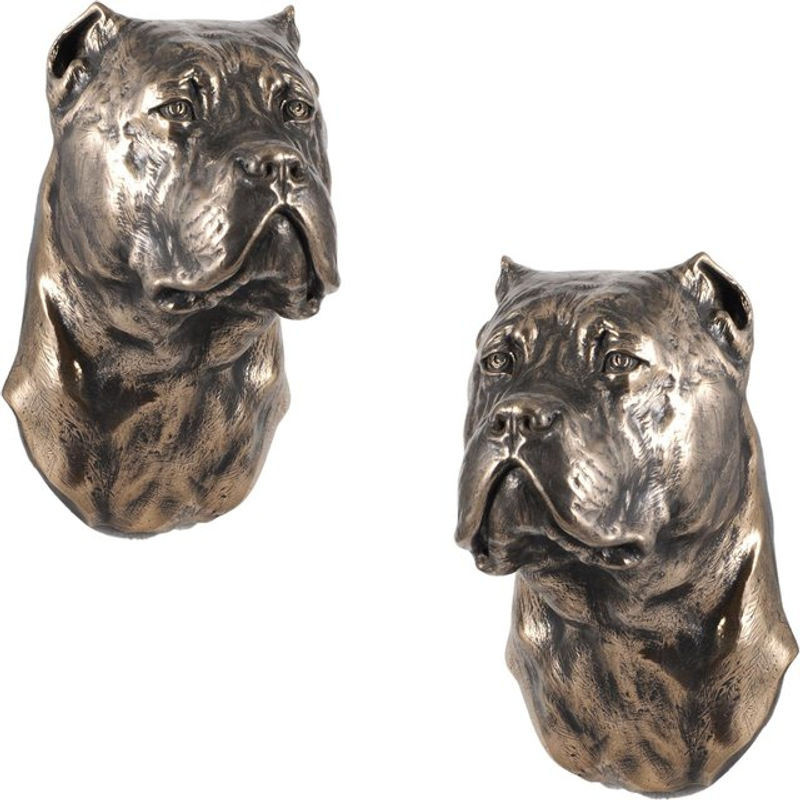 Art-Dog Cane Corso Hundestatue als hängende Büste aus Kunstharz und Metall in Braun - Bild 1