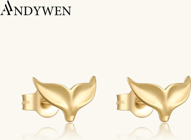 Andywen Ohrstecker Fischschwanz, Sterling Silber, Gold, Damen - Bild 1