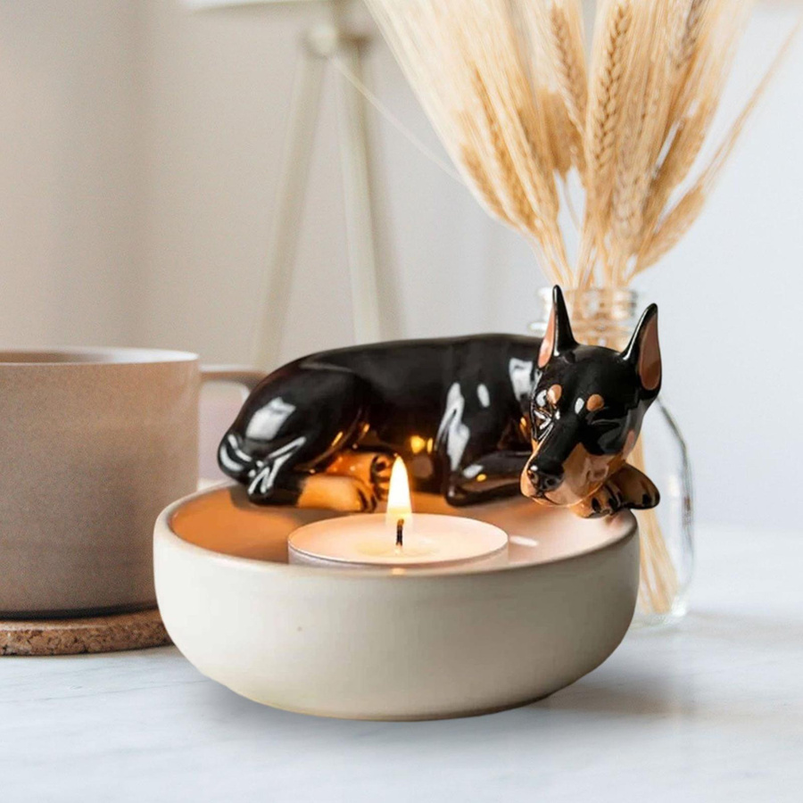 Dekorativer Teelichthalter mit Hundedesign von Super Dream Home aus Harz - Bild 2