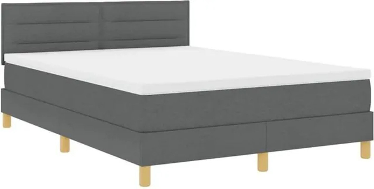 vidaXL Boxspringbett mit Matratze in Grau und Anthrazit, Stoff, B/T: 140 x 200 cm - Bild 1