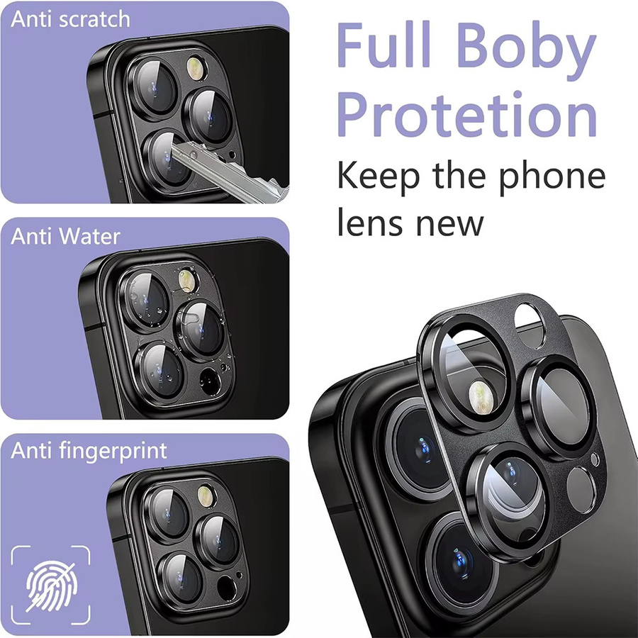 2er-Set Kamera Objektiv Schutz aus gehärtetem Glas und Metall für Apple iPhone 16E, 15 Pro Max, 14 Plus und 13 Mini in Wüstengold - Bild 5