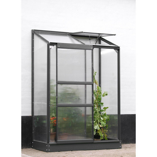 Vitavia Anlehn-Gewächshaus Styx in Schwarz und Grau mit 0,9 m² Fläche und 4 mm HKP-Verglasung - Bild 4