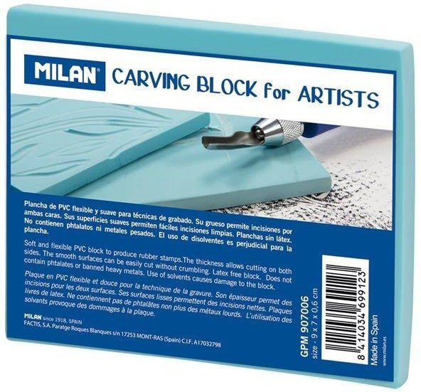 Linoleumplatte Milan 1 Gravurplatte Carving Block für Künstler, blau, B/T/H: 9 x 7 x 0,6 cm - Bild 1
