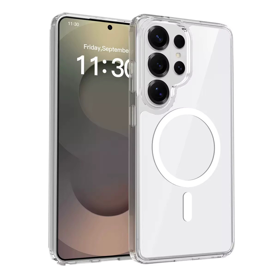 Magnetische transparente Schutzhülle für Samsung Galaxy S26 Ultra S25 FE S24 Plus S23 A17 A56 mit Farbkontrast in Weiß - Bild 2