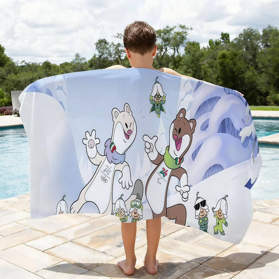 Schnelltrocknendes Strandhandtuch Maskottchen T-Tina und M-Milo für Schwimmbad, Camping, Yoga und Fitnessstudio, B: 40 cm, H: 60 cm - Bild 2
