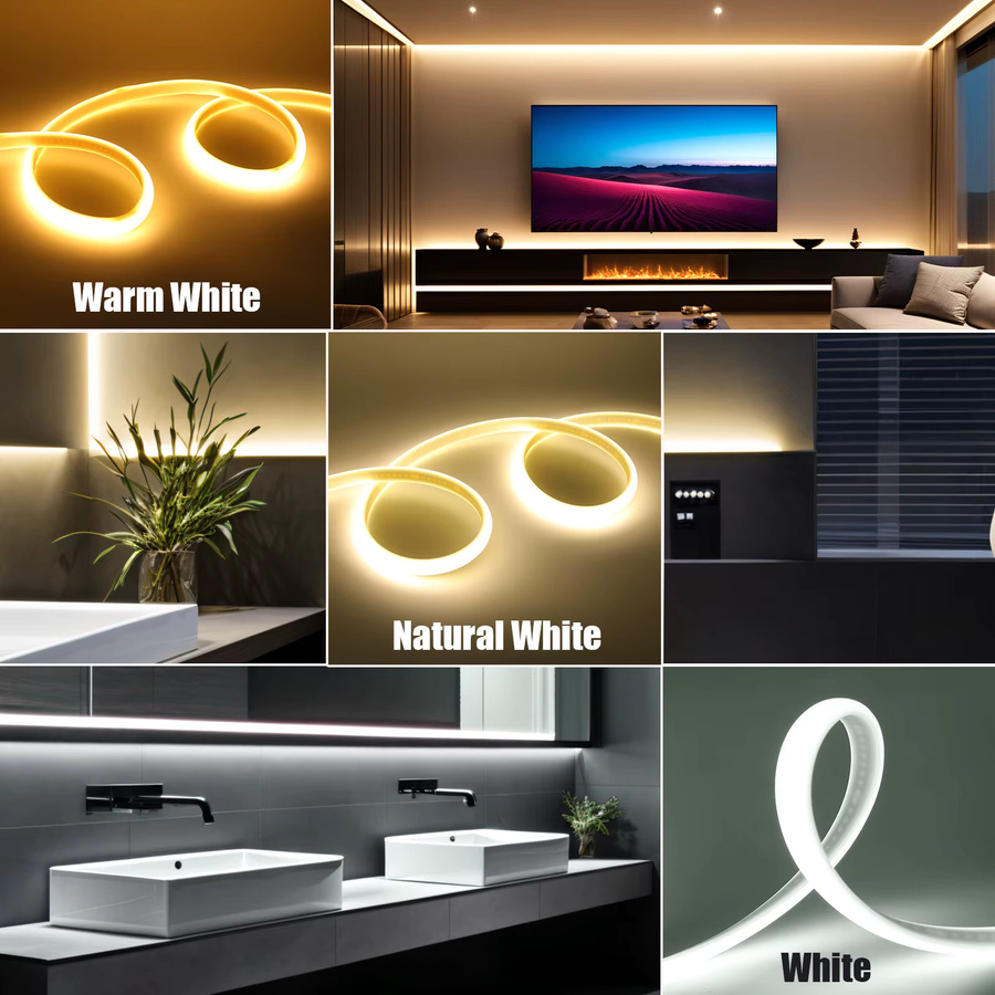 HEGEHE COB LED Streifen mit EIN/AUS-Schalter, weiß, IP65 wasserdicht, flexibles LED-Neonlicht für deine Heimdekoration - Bild 5