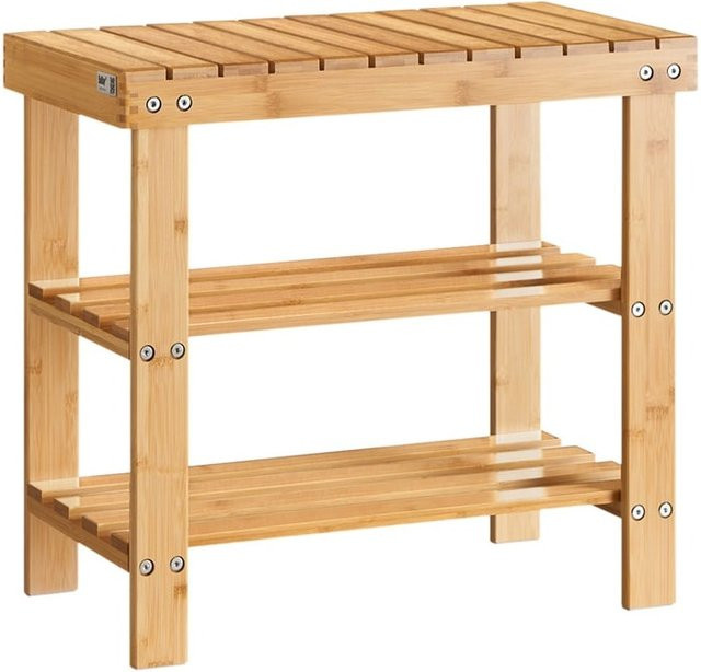 SoBuy Schuhbank aus Bambus mit Sitzfläche in Braun, B/T/H: 50 x 29 x 45 cm - Bild 1