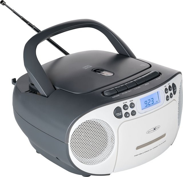 Reflexion RCR2260 Tragbarer CD-Player mit Radio und Kassettendeck in Weiß/Grau - Bild 1