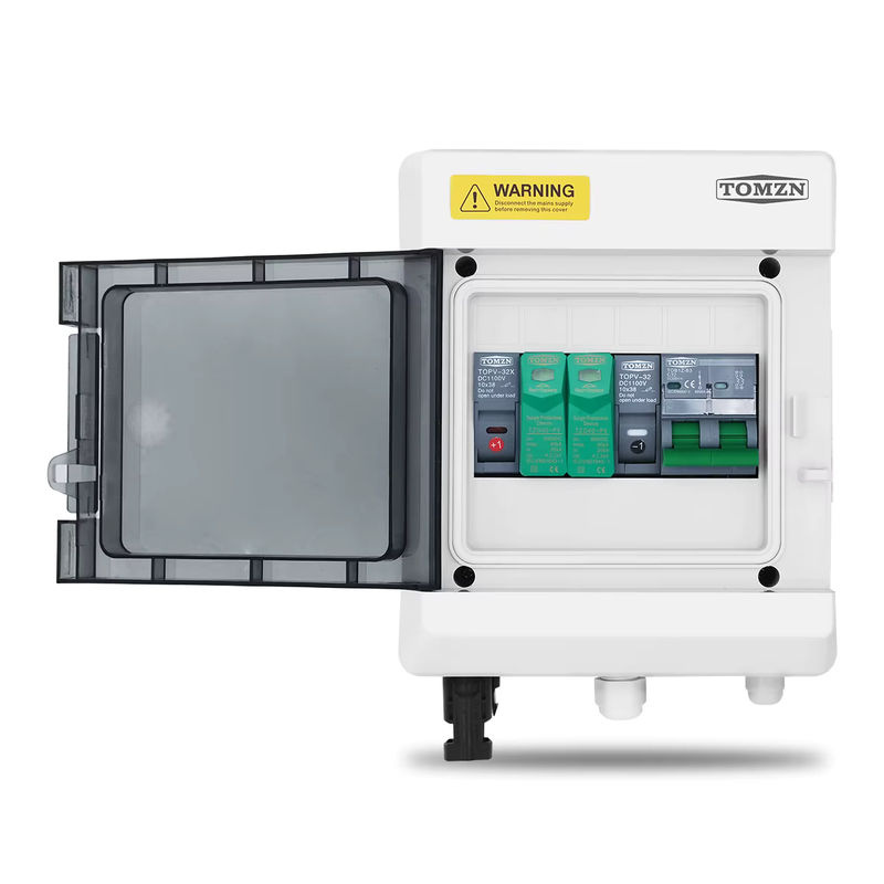 TOMZN Solar Photovoltaik PV-Combiner-Box mit 6-fach Blitzschutz, 1 Eingang, 1 Ausgang, DC 600V, Sicherung MCB und SPD, wasserdichte IP65 Box, Farbe: Weiß - Bild 3