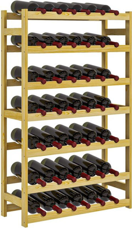 Homcom Weinregal aus Kiefernholz für 42 Flaschen, 7 Ebenen mit Kippschutz, Natur, B/T/H: 63 x 25 x 102 cm - Bild 1