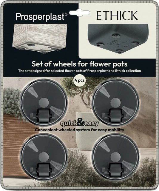 Prosperplast Räder-Set für Blumentöpfe Dlof & Ethick, Schwarz, 4 Stück - Bild 1