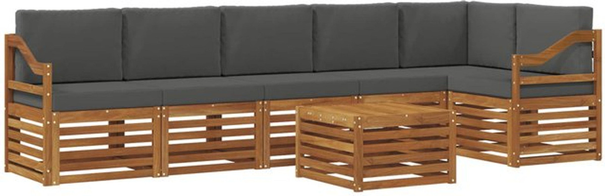 Modernes Ecksofa Set 7-teilig aus Massivholz Akazie in Natur und Anthrazit von vidaXL - Bild 1