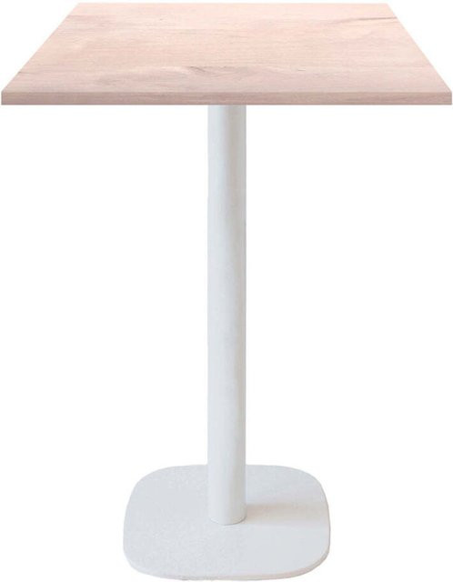 RestooTab Stehtisch Round quadratisch mit Birke-Dekor und weißem Gestell, B/T/H: 60 x 60 x 113 cm - Bild 1